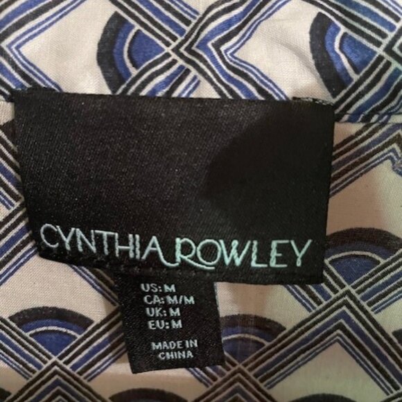 Cynthia Rowley 100% Cotton Navy Blue, White & Black Geometric Tunic Size M - Picture 3 of 5